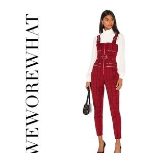 We Wore What Red Plaid Moto Overalls!
